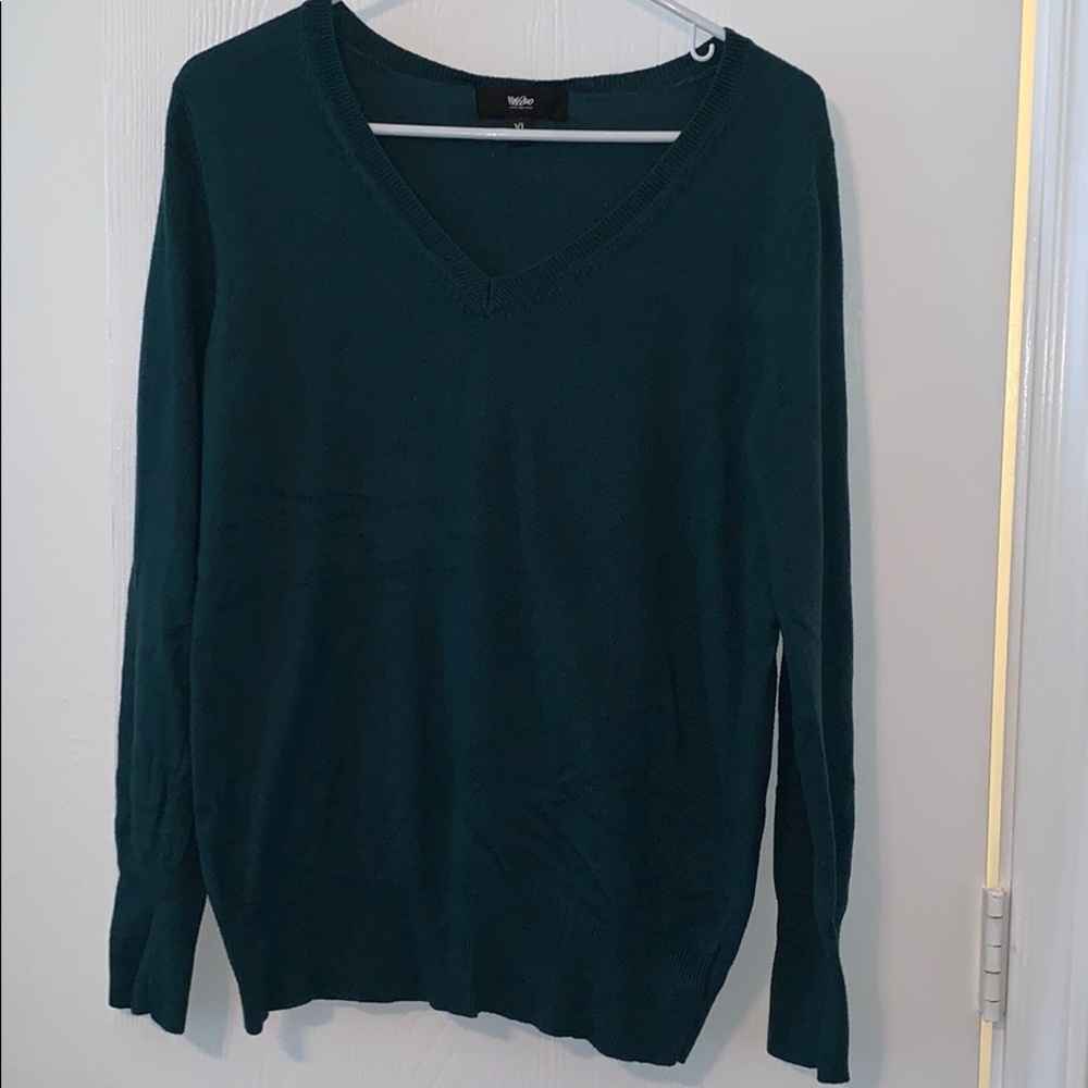 Mossimo Forest Green V Neck Sweater, XL